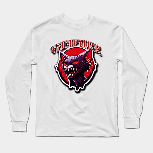 Vampurr - Vintage Cat Long Sleeve T-Shirt by Gothic Museum